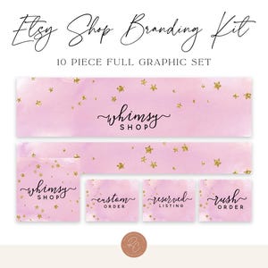 Celestial Etsy Shop Branding Kit: Purple Glitter Star Theme (Digital Files)