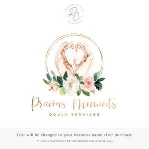 Doula Logo, Midwife Logo, Maternity Logo, Watercolor Logo, Pastel Floral Logo, Baby Logo, Newborn Logo, Premade Logo Design