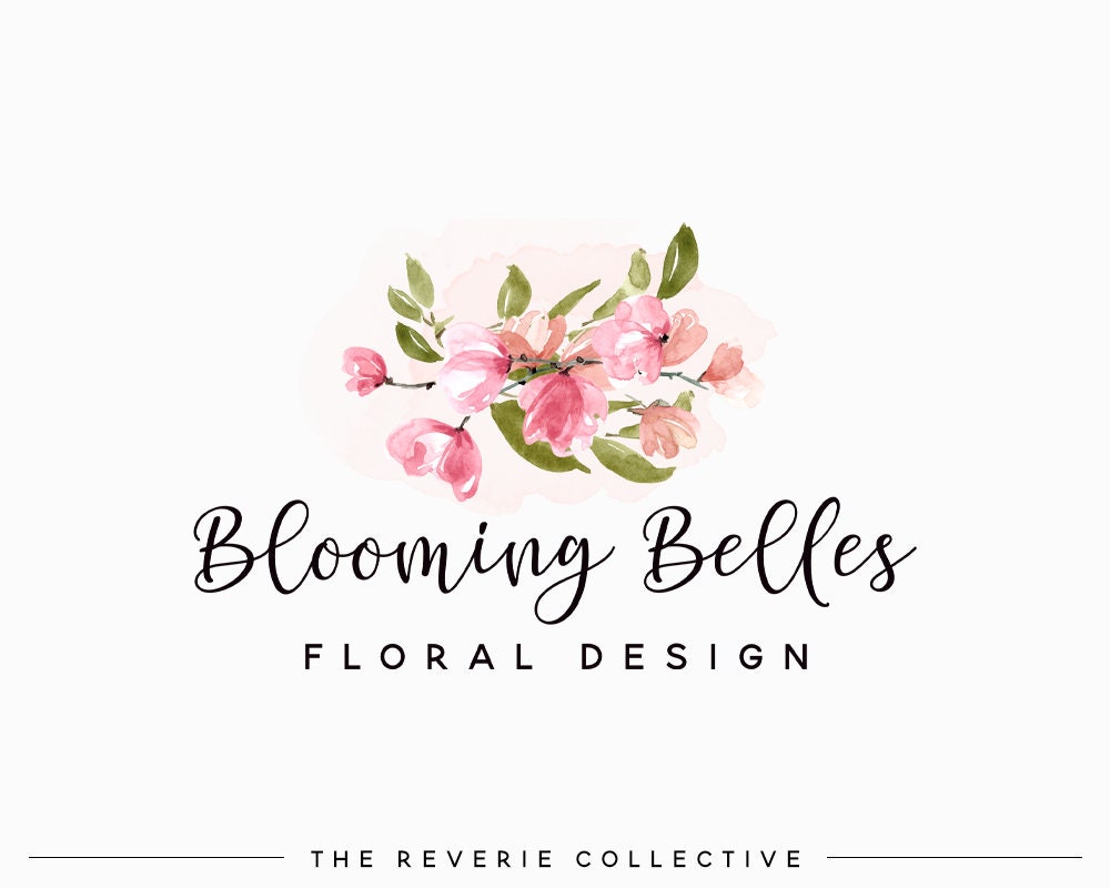 Watercolor Floral Logo Pastel Logo Farmhouse Logo Sweet Pea | Etsy