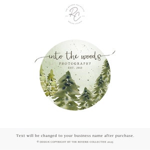Forest Logo, Tree Logo, Mountain Logo, Woodland Logo, Rustic Logo, Farmhouse Logo, Watercolor Logo, Outdoor Nature Logo, Premade Logo Design