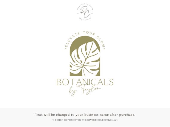 Botanical Logo Design, Monstera Leaf Branding, Feminine Wellness Watermark,  Olive Green Boutique Brand, Tropical Beauty Studio Shop - Etsy