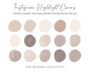 15 Neutral Brown Watercolor Circle Instagram Covers, Instagram Story Highlight Icons, iOS App Icons, iPhone Widgets, Instagram Highlights