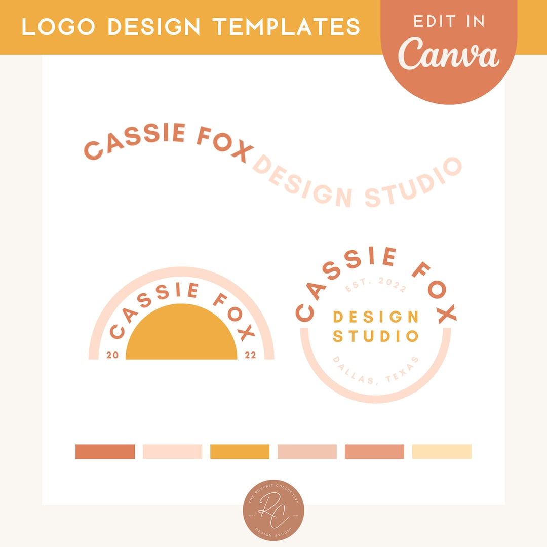 Retro Boho Logo Design Template: Editable Canva Branding - Etsy