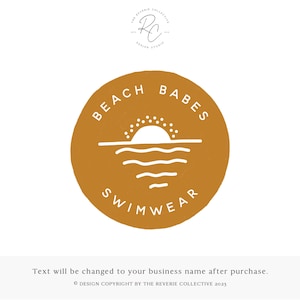 Beach Logo, Sunset Logo, Ocean Logo, Modern Logo, Boho Logo, Round Logo, Nautical Logo, West Coast Logo, Premade Logo Design