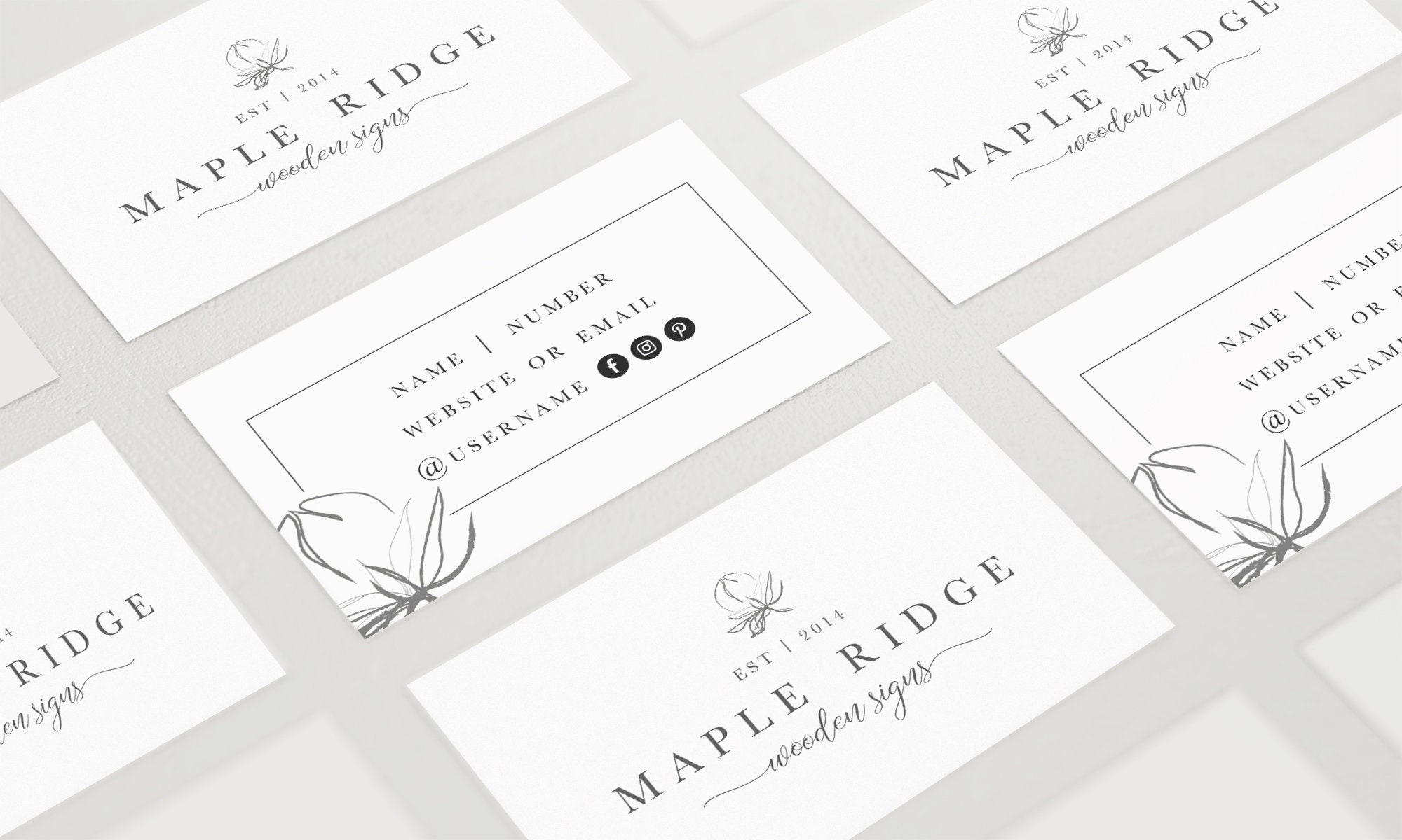 Premade Business Card Design Hand Drawn Floral Business Card - Etsy