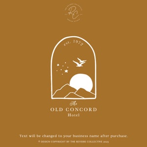 Boho Mountain Premade Logo: Modern Bohemian Line Art Design