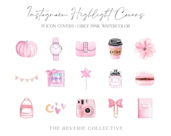 17 Girly Pastel Kawaii Watercolor Instagram Covers, Instagram Story Highlight Icons, iOS App Icons, iPhone Widgets, Instagram Highlights