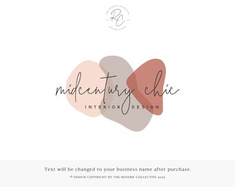 Abstract Boho Logo Design: Mid-Century Modern Premade Branding