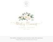 Watercolor Floral Logo Design, Elegant Boutique Branding, Sage Green Watermark, Romantic Garden Brand, Feminine Flower Shoppe Studio