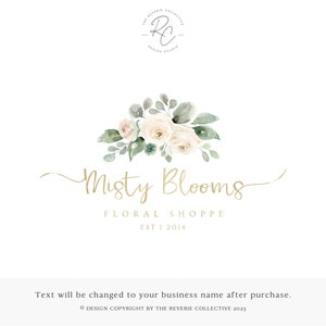 Watercolor Floral Logo: Premade Bouquet Branding Design