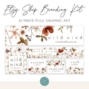 Kit di branding per negozio Etsy con fiori selvatici autunnali (file digitali)