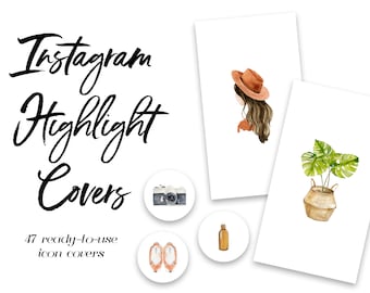 47 Boho Watercolor Instagram Highlight Icons: Farmhouse App Covers (Digital Download)