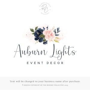 Watercolor Floral Bouquet Logo: Premade Rose Business Branding Design