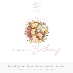 Floral Charcuterie Board Logo: Premade Food Business Branding