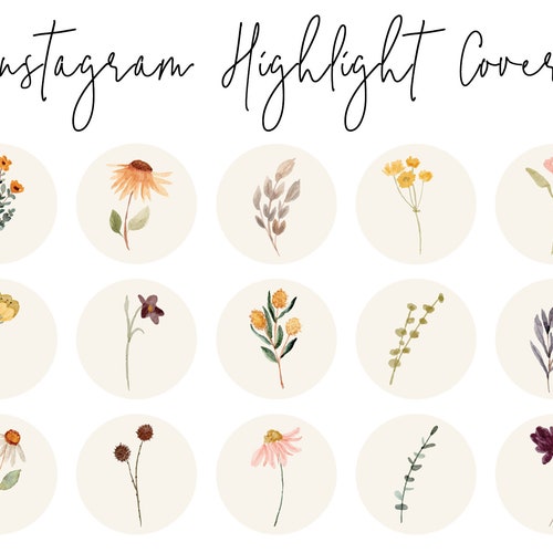 15 Wildflower Botanical Watercolor Instagram Covers Instagram - Etsy