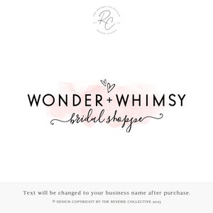 Watercolor Logo, Wedding Logo, Simple Logo, Blog Logo, Cursive Logo, Lifestyle Logo, Heart Logo, Premade Logo Design