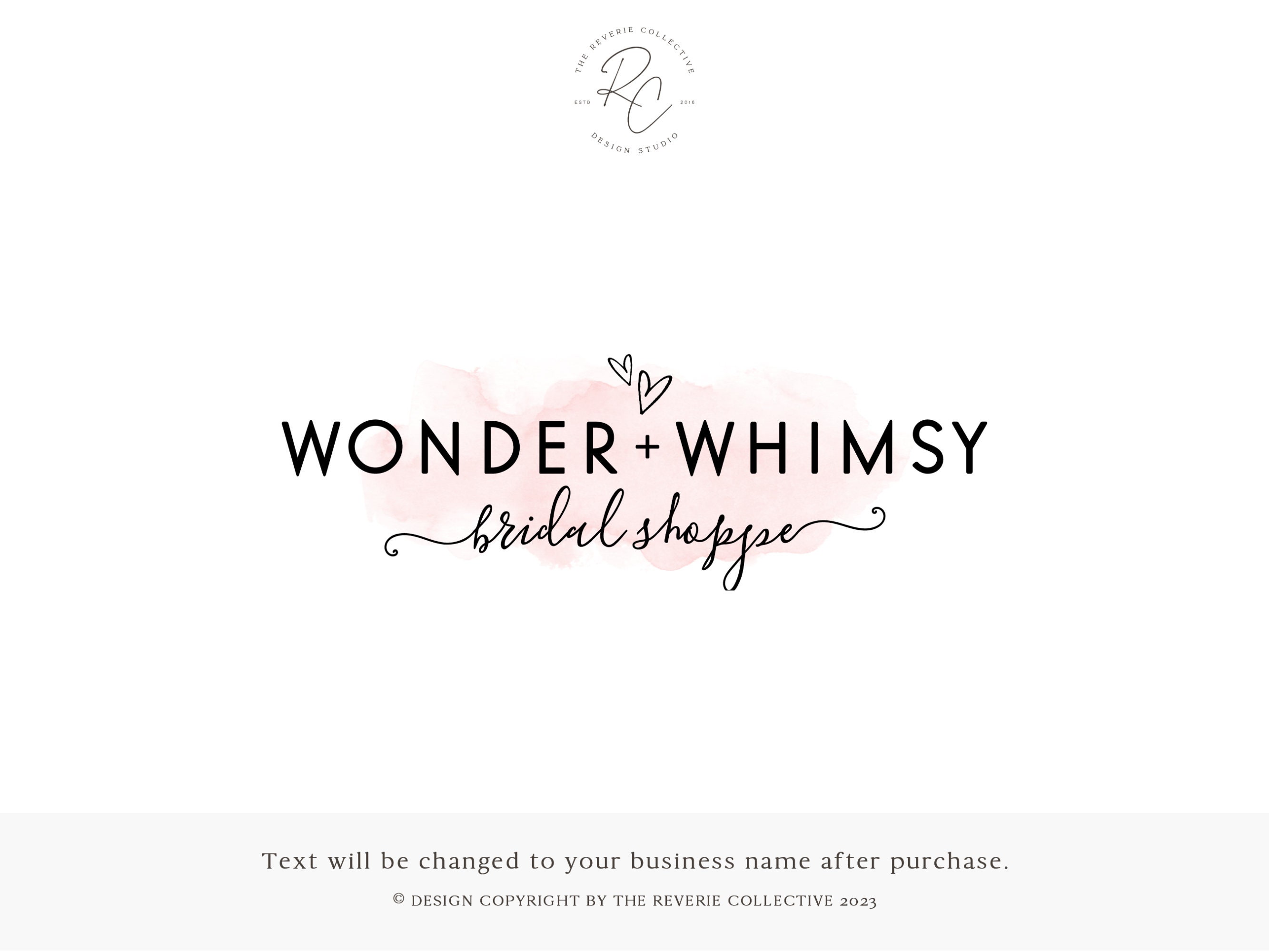 Watercolor Heart Logo Design: Premade Cursive Business Branding - Etsy, image size:2666x2000