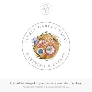 Charcuterie Board Premade Logo Design: Tapas, Cheese, Berries