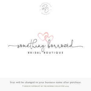 Bridal Boutique Logo Design, Romantic Heart Watermark, Minimal Wedding Branding, Feminine Hand-Lettered Script Brand, Blush Beauty Studio