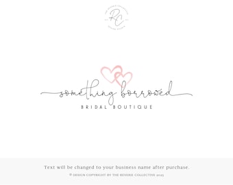 Business Bridal Shop Names Watercolor Heart Logo Design: Premade