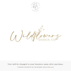 Wildflower Logo, Botanical Logo, Photography Logo, Gold Foil Logo, Florist Logo, Delicate Farmhouse Logo, Wedding Logo, Premade Logo Design