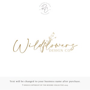 Wildflower Logo Design: Premade Gold Foil Botanical Branding
