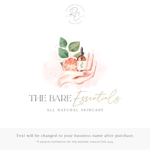 Skincare Logo, Essential Oil Logo, Spa Logo, Botanical Logo, Hand Logo, Apothecary Logo, Leaves Logo, Beauty Logo, Premade Logo Design