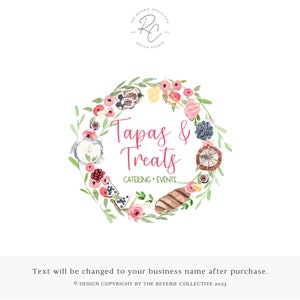 Charcuterie Wreath Logo: Colorful Food, Premade Catering Branding