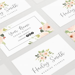 Diseño de tarjeta de presentación prediseñada, tarjeta de presentación floral en acuarela, bonita tarjeta de presentación de estilo rústico, tarjeta de presentación de floristería, diseño de fotógrafo
