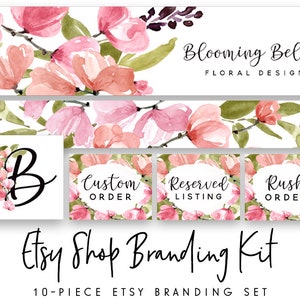 Etsy Shop Set, Etsy Banner, Sweet Pea Logo, Branding Kit, Etsy Branding Package, Watercolor Floral Etsy Set, Etsy Shop Banner, Shop Icon