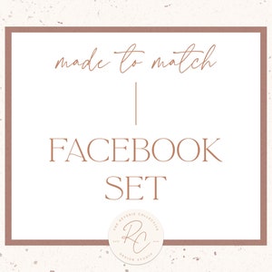 Pode incluir: Um retângulo branco com uma borda marrom. O texto "made to match" está no topo do retângulo. O texto "FACEBOOK SET" está no meio do retângulo. O texto "The Bleckie Collective" está na parte inferior do retângulo.