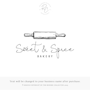 Farmhouse Rolling Pin Logo: Rustic Bakery Premade Branding