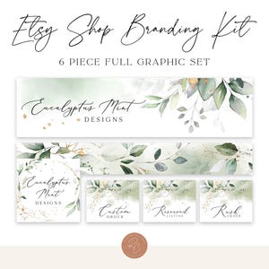 Botanical Etsy Shop Branding Kit: Gold Greenery (Digital Files)