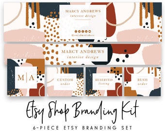 Boho Etsy Shop Set, Etsy Banner, Abstract Logo, Branding Kit, Modern Etsy Branding Package, Bohemian Etsy Set, Etsy Shop Banner, Shop Icon