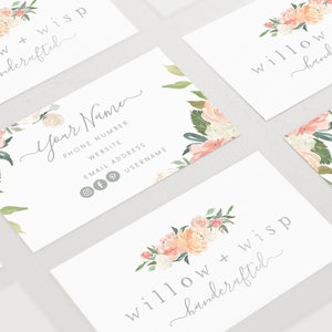 Premade Business Card Design, Watercolor Floral Business Card, Rustic Farmhouse Business Card, Florist Business Card, Flower Bouquet Card