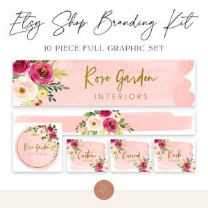 Watercolor Rose Garden Etsy Shop Branding Kit (Digital Download)