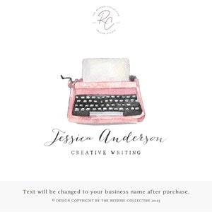 Vintage Typewriter Logo, Blogger Logo, Writer Logo, Lifestyle Blog Logo, Book Logo, Photography Logo, Watercolor Logo, Premade Logo Design