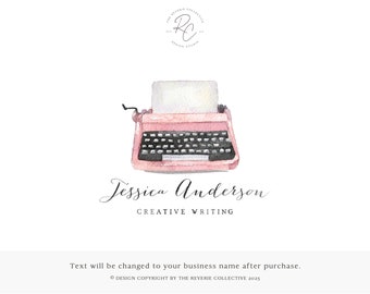 Vintage Typewriter Logo, Blogger Logo, Writer Logo, Lifestyle Blog Logo, Book Logo, Photography Logo, Watercolor Logo, Premade Logo Design