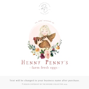 Chicken Logo, Rooster Logo, Hen Logo, Farm Logo, Egg Logo, Watercolor Logo, Farmhouse Logo, Animal Logo, Ranch Logo, Premade Logo Design