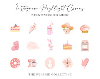 16 Pastel Bakery Floral Pink Instagram Covers, Instagram Story Highlight Icons, iOS App Icons, iPhone Widgets, Instagram Highlights