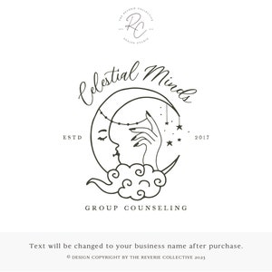 Crescent Moon Logo: Boho Celestial Premade Logo Design