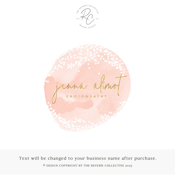 Watercolor Logo, Pastel Logo, Round Logo, Whimsy Logo, Fairy Logo, Boutique Logo, Gold Foil Logo, Premade Logo Design