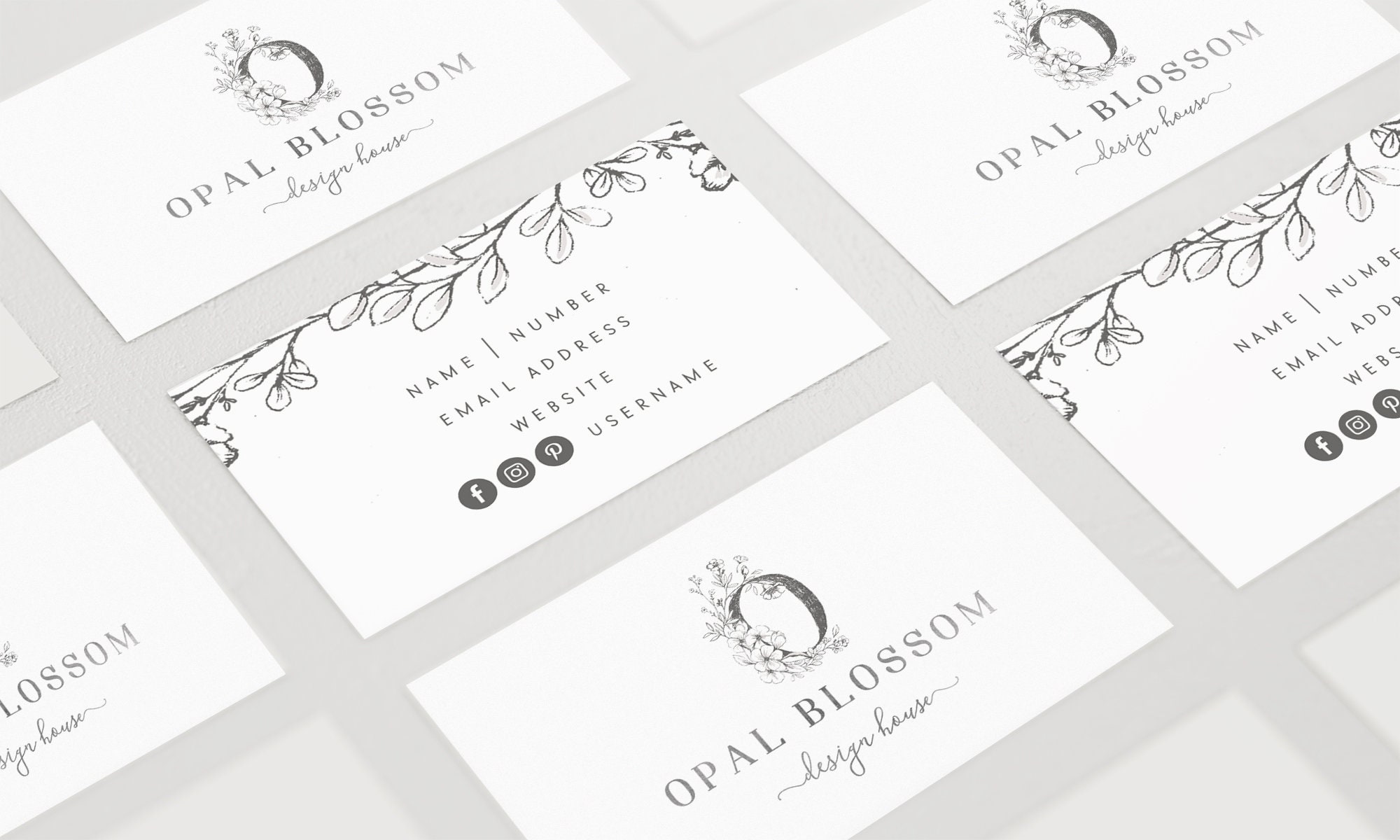 Premade Business Card Design Hand Drawn Floral Business Card - Etsy India