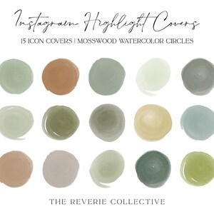 Watercolor Instagram Highlight Covers: Mosswood Green Circle Icons (Digital Download)