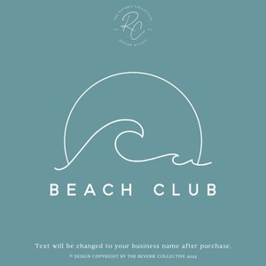 Beach Logo, Wave Logo, Ocean Logo, Abstract Logo, Boho Logo, Minimal Logo, Line Art Logo, Nautical, Premade Logo Design