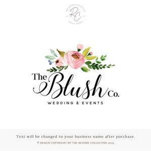 Watercolor Floral Logo Design: Premade Business Branding