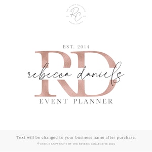 Logotipo somente texto, logotipo de design de interiores, logotipo de planejador de eventos, logotipo de ouro rosa, logotipo de iniciais, logotipo de boutique, design de logotipo pré-fabricado