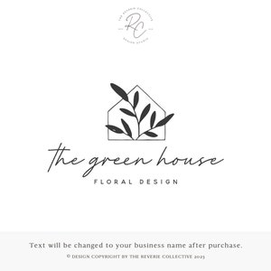 Logo della casa, logo botanico, logo floreale, logo di arte lineare, logo boho, logo immobiliare, logo del fiorista, logo della fattoria, design del logo predefinito
