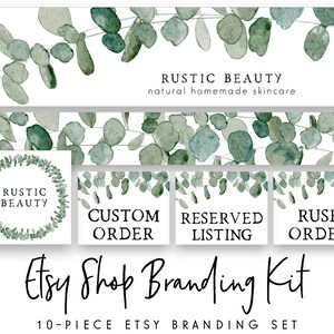 Etsy Shop Set, Etsy Banner, Eucalyptus Logo, Branding Kit, Etsy Branding Package, Botanical Etsy Set, Etsy Shop Banner, Etsy Shop Icon