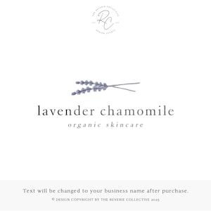Lavender Logo, Botanical Logo, Skincare Logo, Apothecary Logo, Watercolor Floral Logo, Minimal Logo, Premade Logo Design